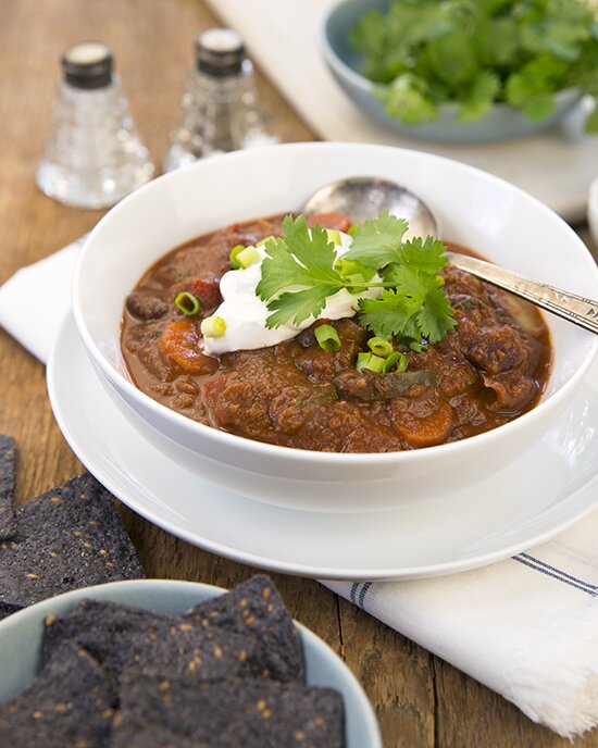 Hot & Spicy Vegan Chili with Lentil-Walnut Meat | A Dash of Compassion