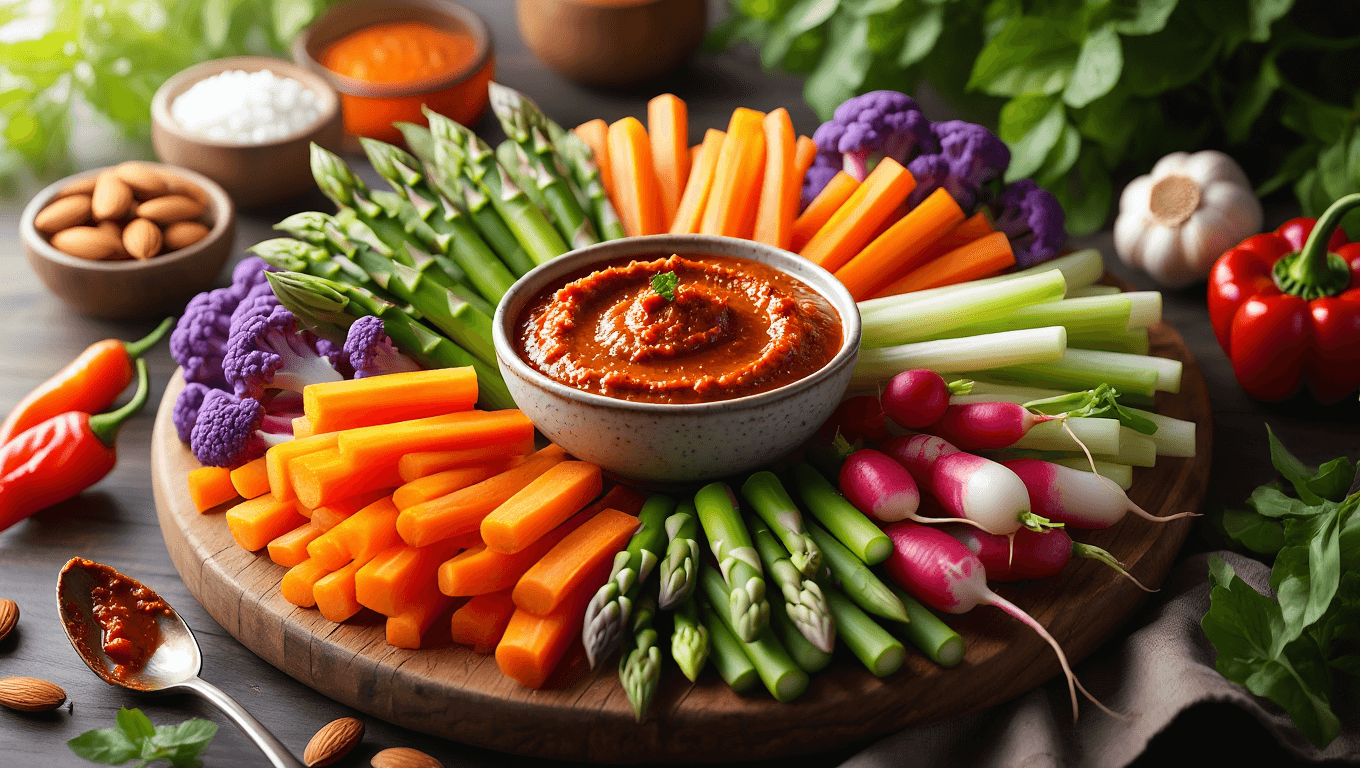 Spring Crudités with Romesco Sauce