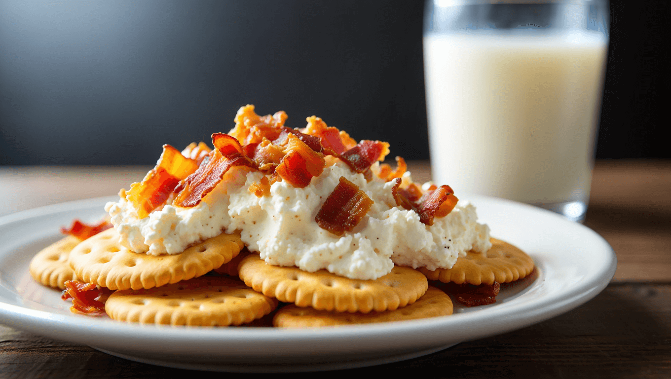 Ritz Crackers with Whipped Honey Ricotta and Bacon, the Laziest Fancy Midnight Snack of All Time