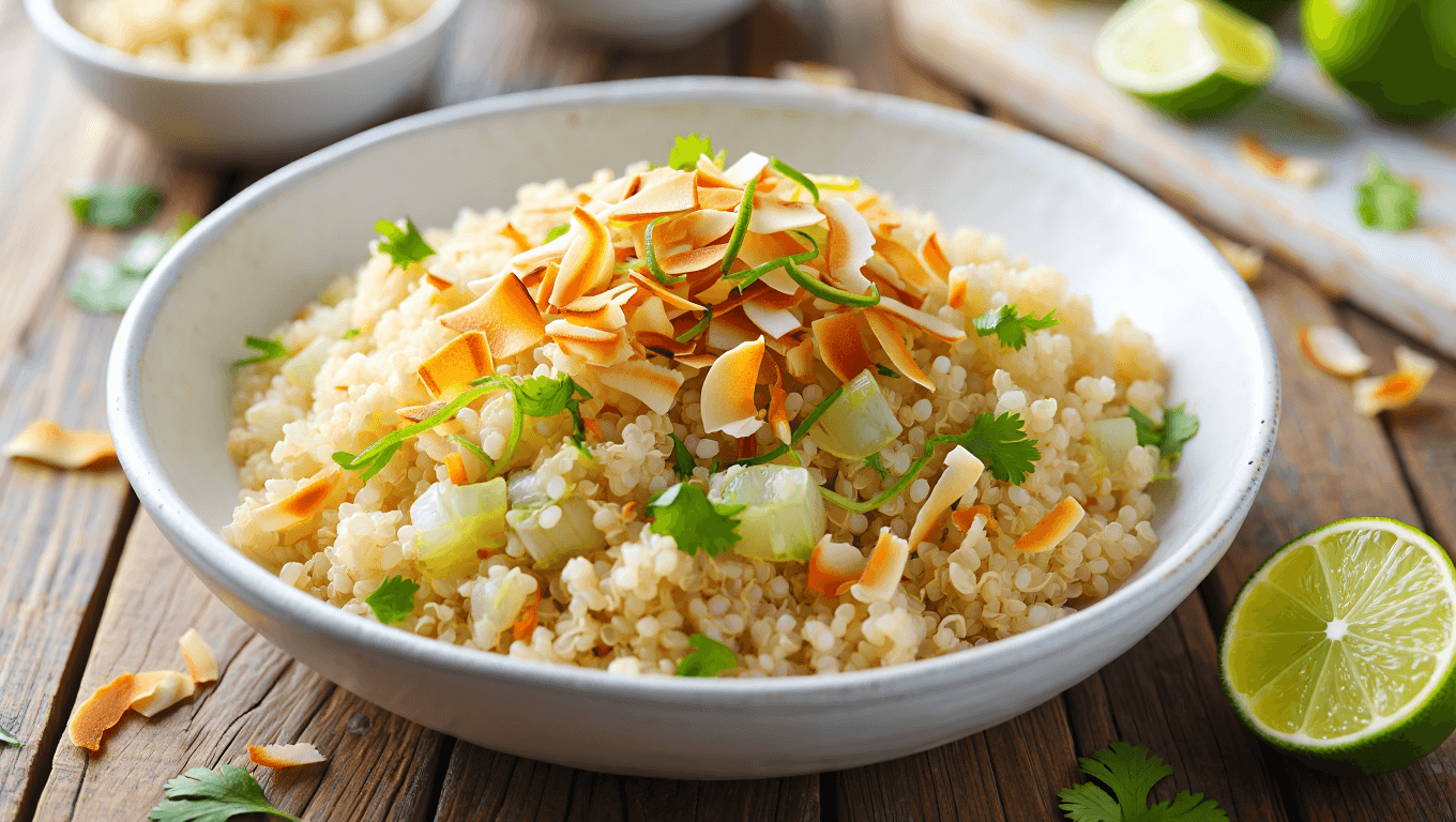 Easy Coconut Quinoa with Lime Zest (3-Ingredient Side Dish!)