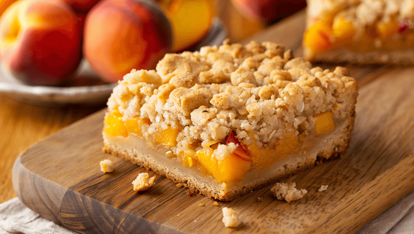 Homemade Peach Crumb Bars