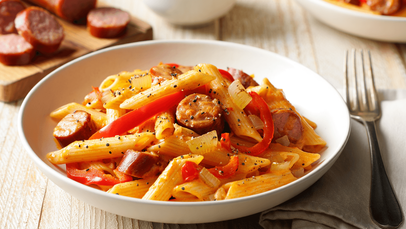 Creamy Cajun Pasta with Peppers and Smoked Sausage