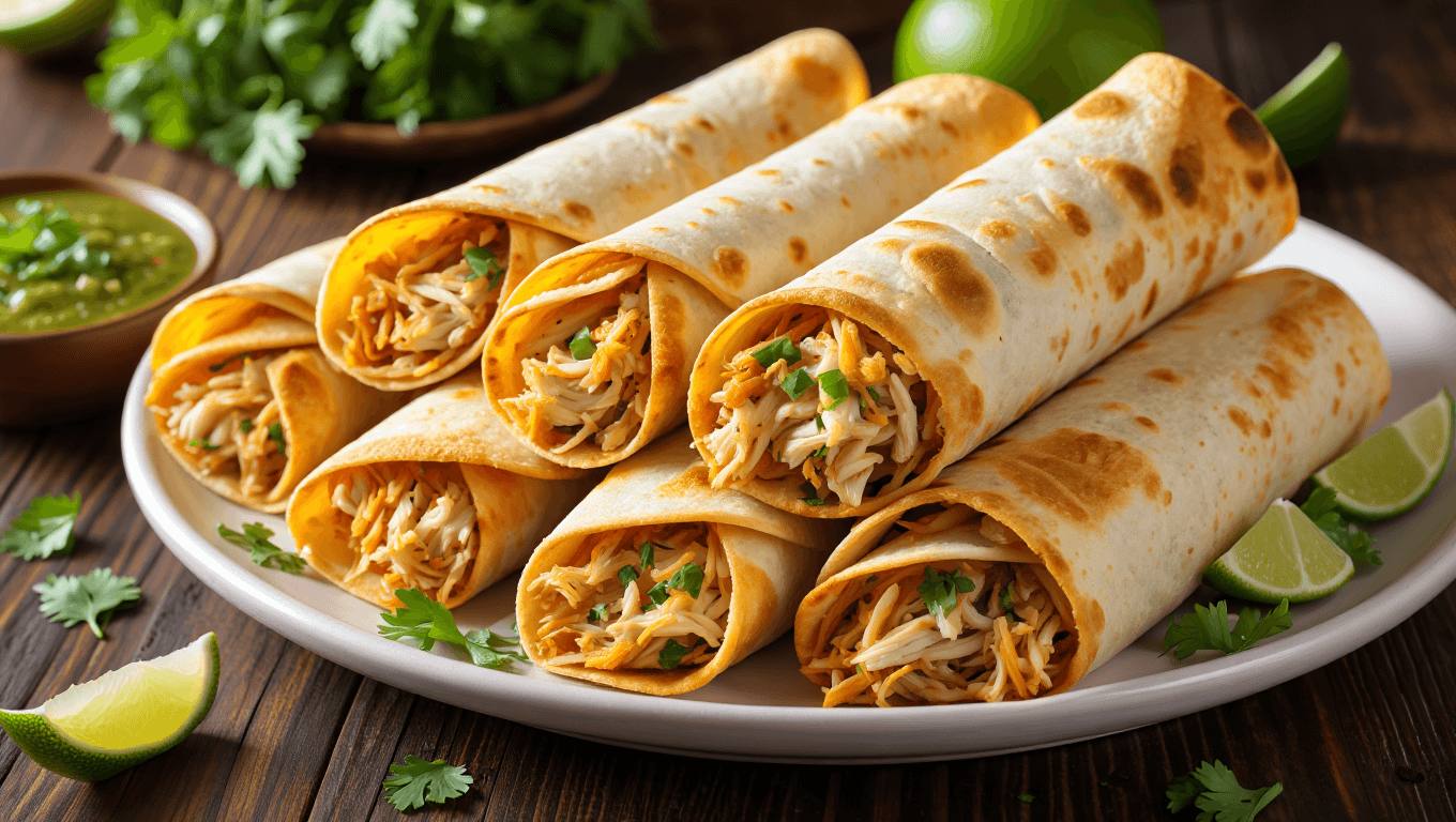 3-Ingredient Shredded Chicken Flautas