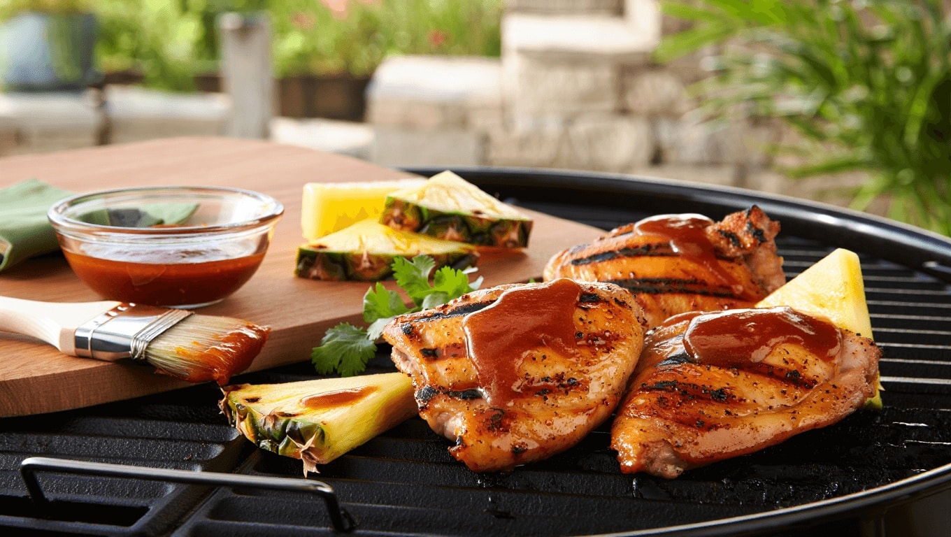 Grilled chicken, white rice, and macaroni salad on a plate.