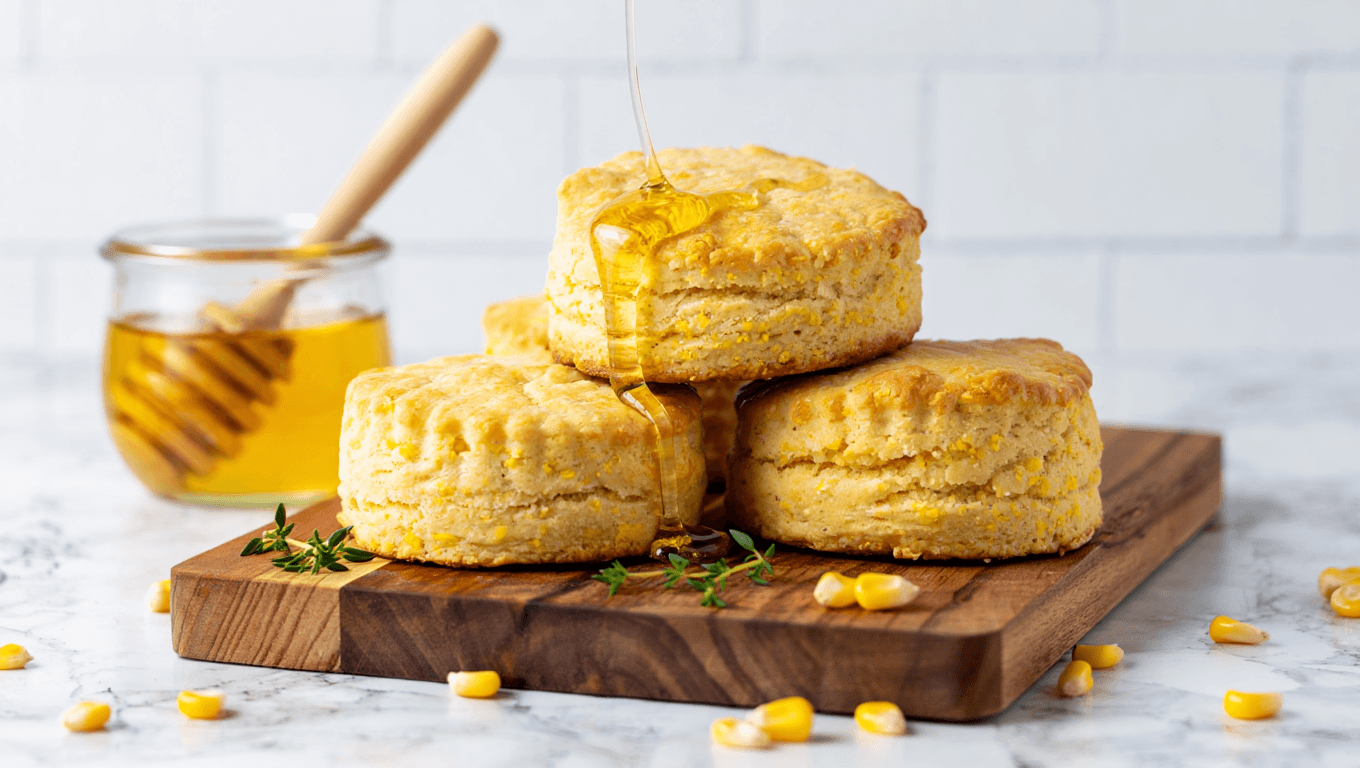 cornbread biscuits with sea salt.
