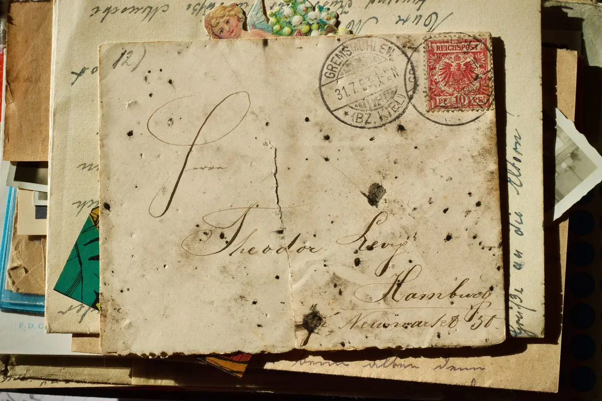 Antique envelope and letters from 19th century postal service