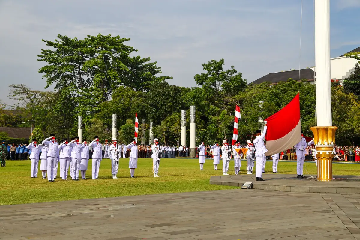 Indonesian flag raised during Independence Day celebration ceremony