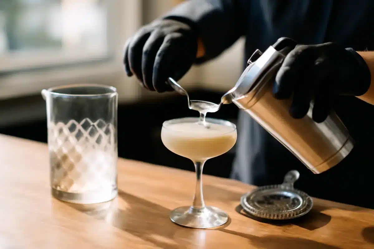 The Aftermath cocktail recipe: shake vs stir to get a creamy foamy head